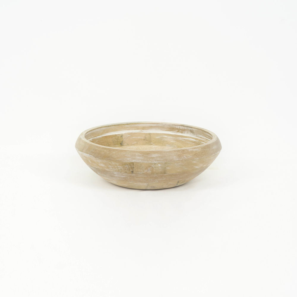 11" Mango Wood Bowl - Natural and White