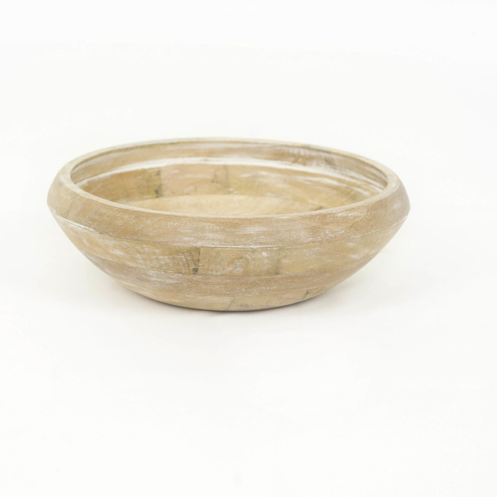 11" Mango Wood Bowl - Natural and White