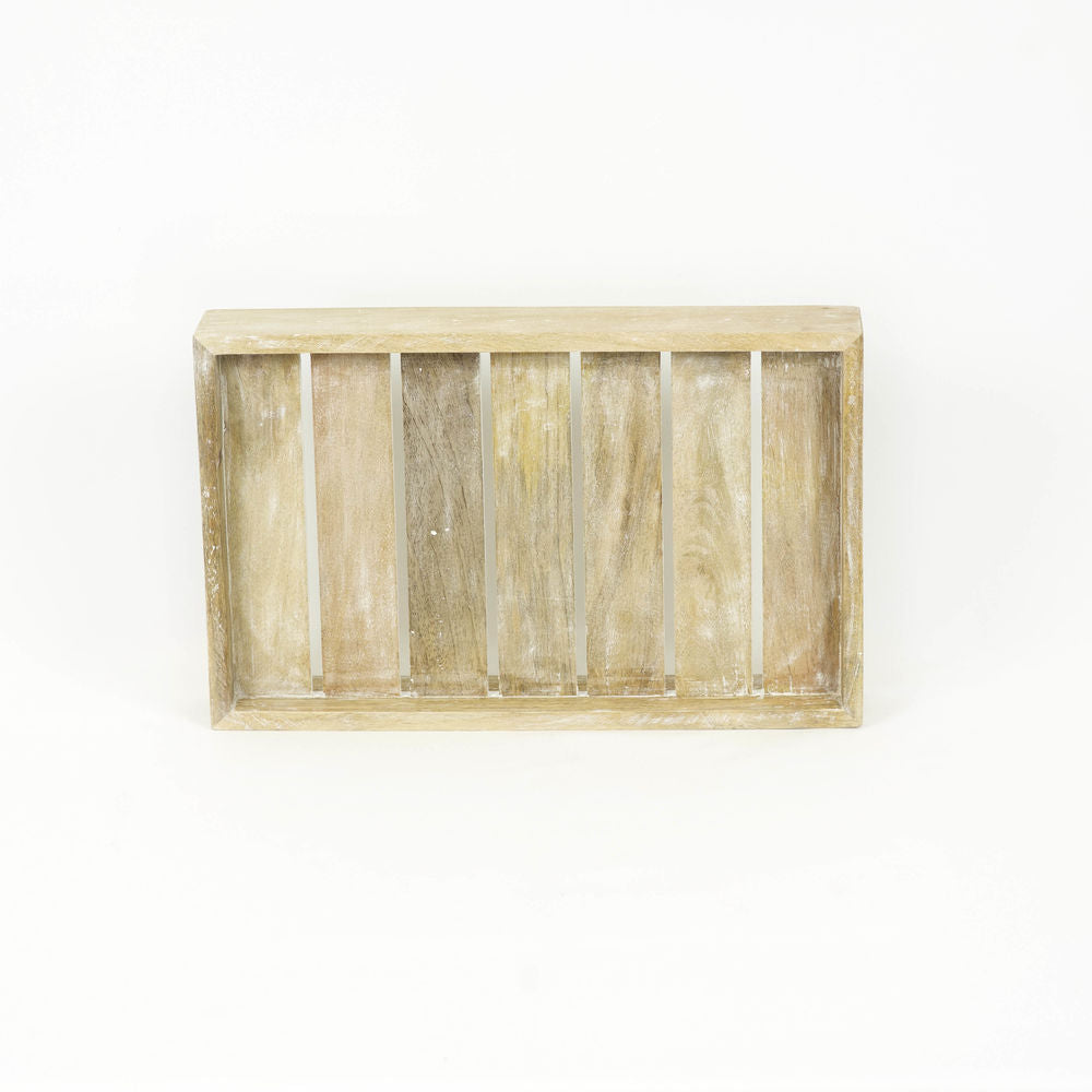 16" x 10" Mango Wood Tray - Natural White