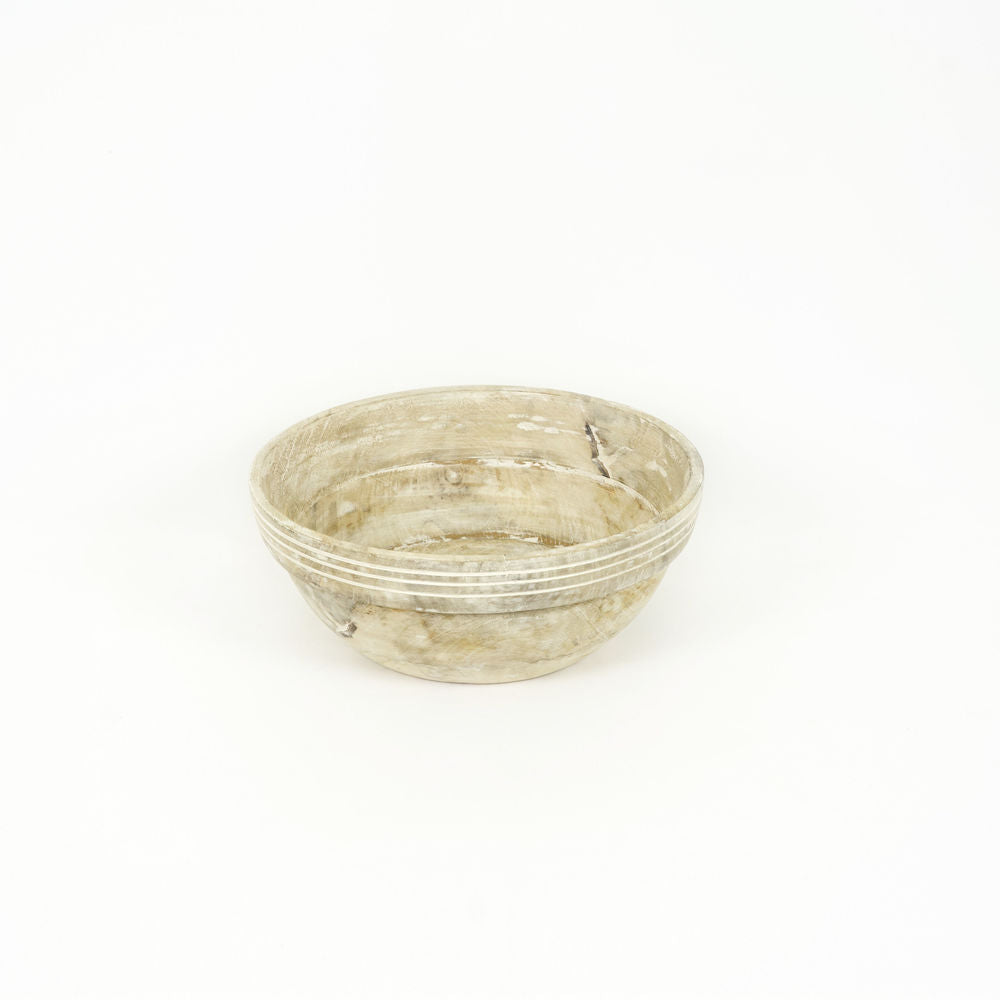 Mango Wood Nesting Bowls - Natural White (Set of 2)
