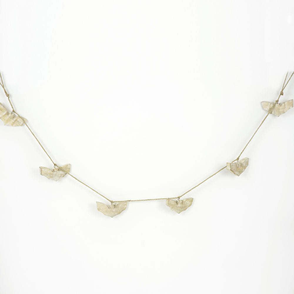 60" Mango Wood Bat Garland - Natural (6 Bats)