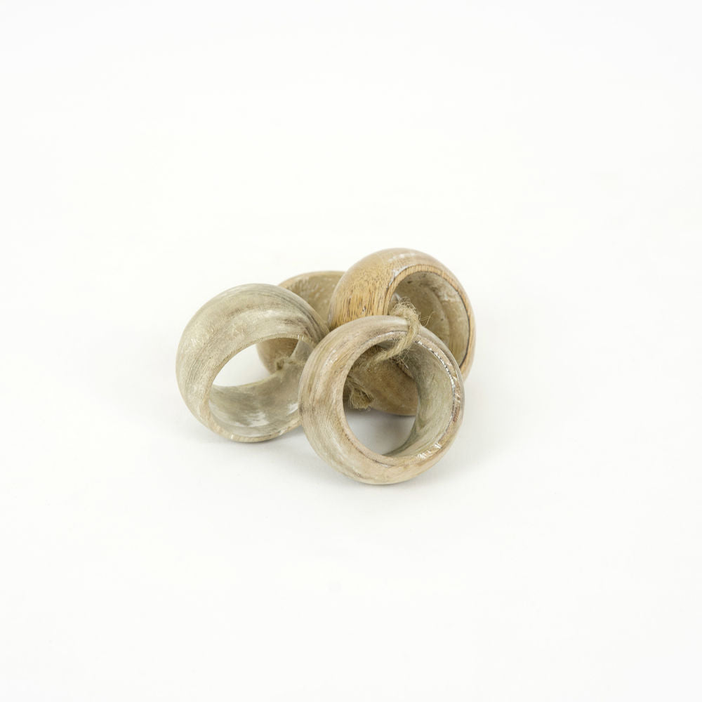 3" Mango Wood Round Napkin Rings - Natural (Set of 4)