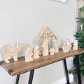 Mango Wood Nativity Cutout Set - Natural and White (Set of 10)