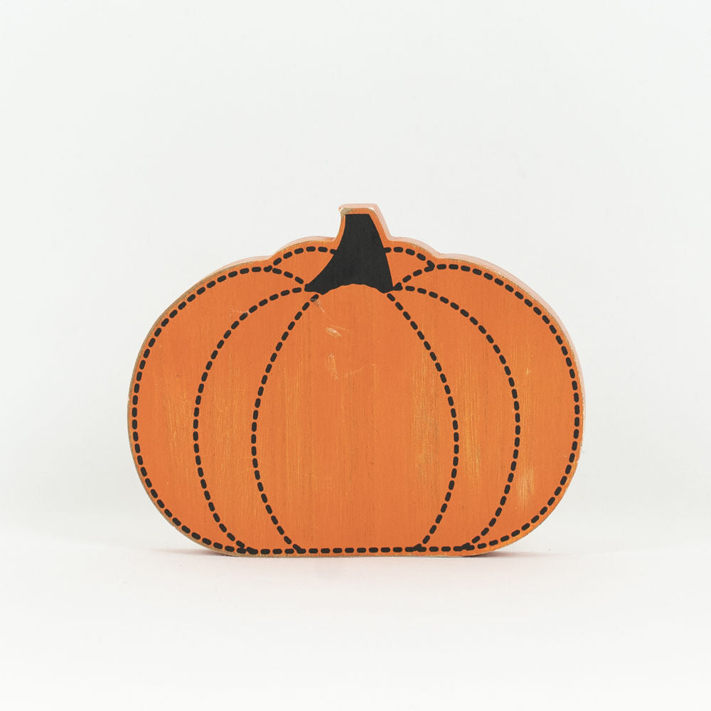 6.75" Reversible Wood Shape - Hey There Pumpkin | Orange and Black