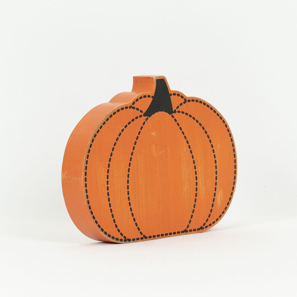 6.75" Reversible Wood Shape - Hey There Pumpkin | Orange and Black
