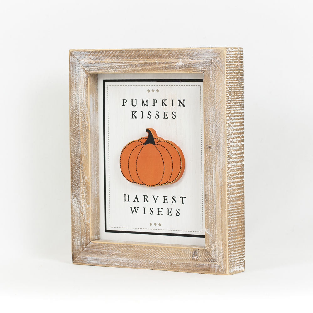 10" x 12" Reversible Wood Framed Sign - Just Keep Spinning and Pumpkin Kisses | Multicolor