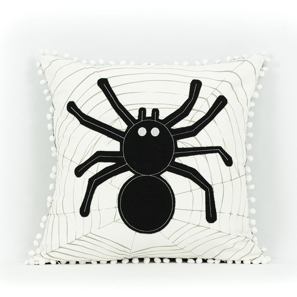 20" Reversible Linen Pillow - Spider/Snowflake | Black, White and Gray