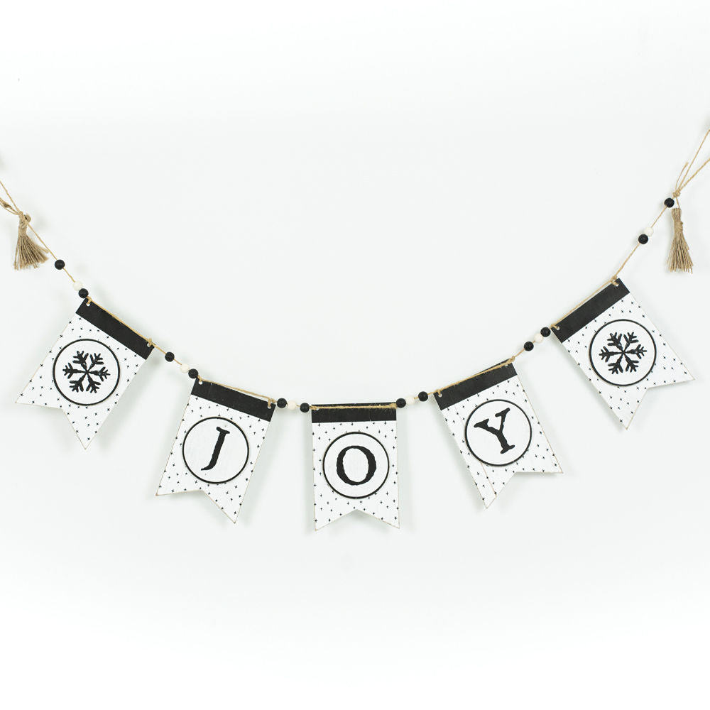 35" Reversible Wood Swag with Beads - Boo and Joy | White and Black