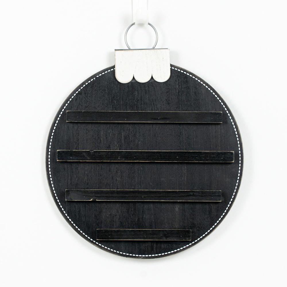 14" X 17" X 1.5" Round Wood Ornament (Letterboard) Black/White