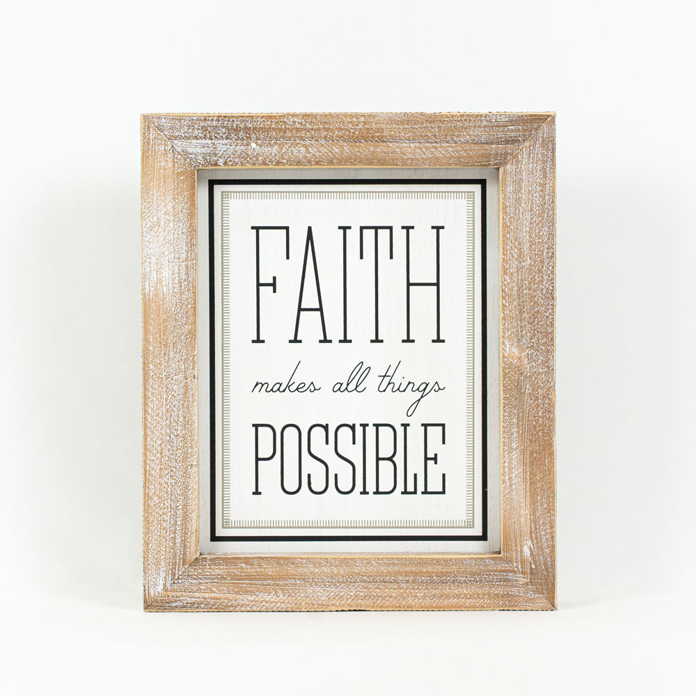 10" x 12" Reversible Wood Framed Sign - Faith and Glory | Black, White and Grey