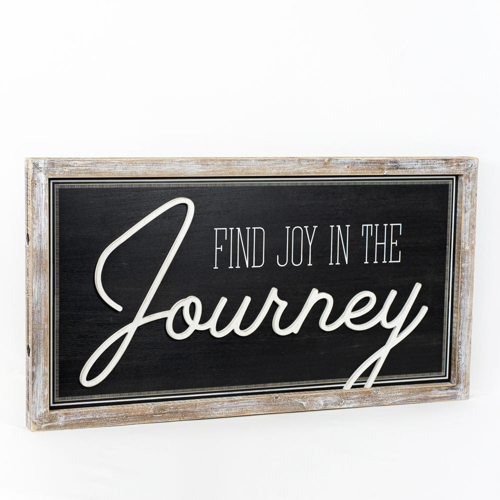 37" x 20" Reversible Wood Frame Sign - Calm/Journey | Black, White and Gray