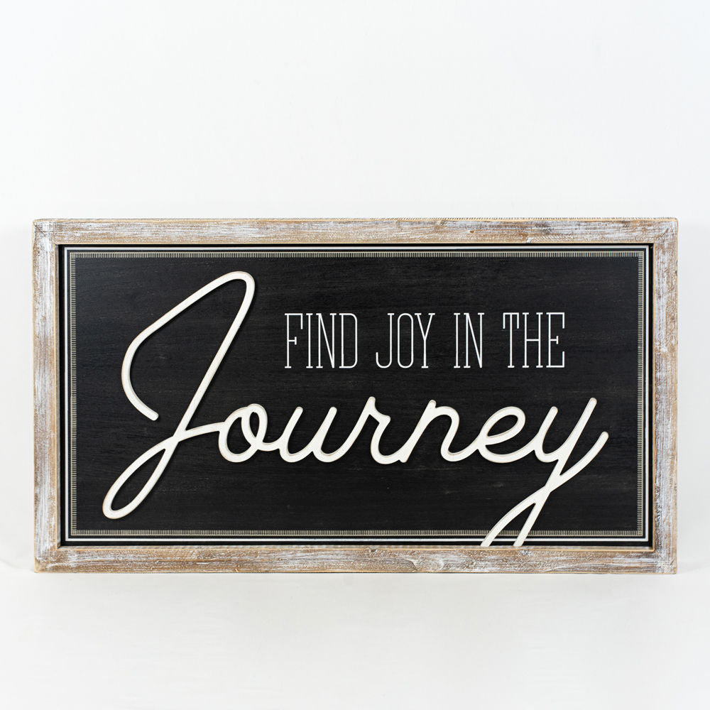 37" x 20" Reversible Wood Frame Sign - Calm/Journey | Black, White and Gray