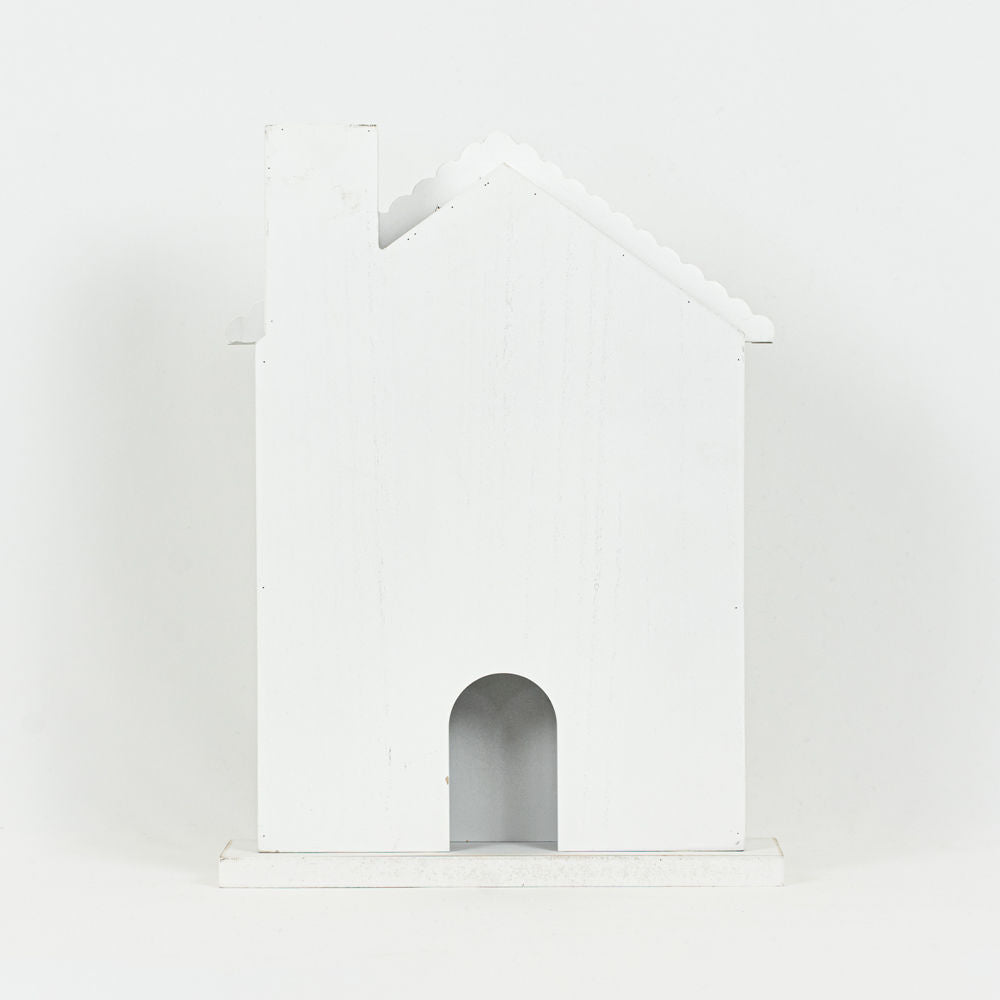 15" Wood Cutout - House | White and Natural | Believe In Kindness Collection