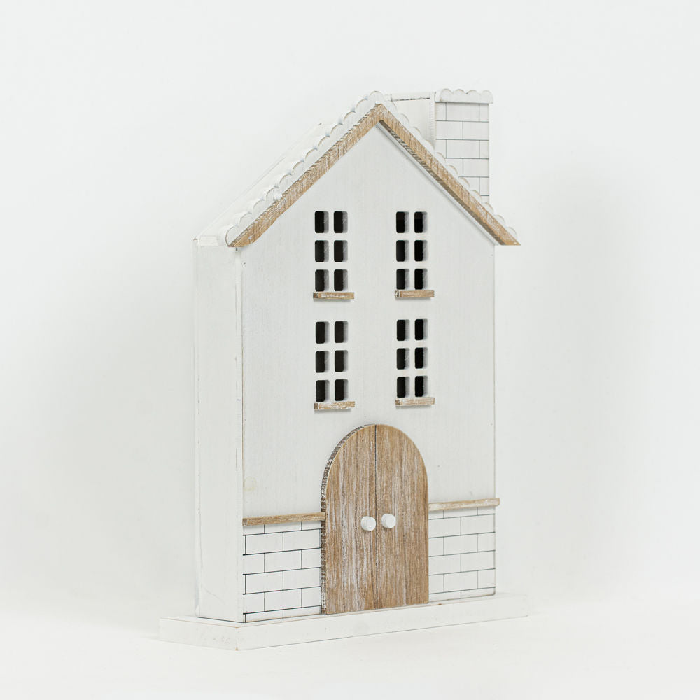 15" Wood Cutout - House | White and Natural | Believe In Kindness Collection