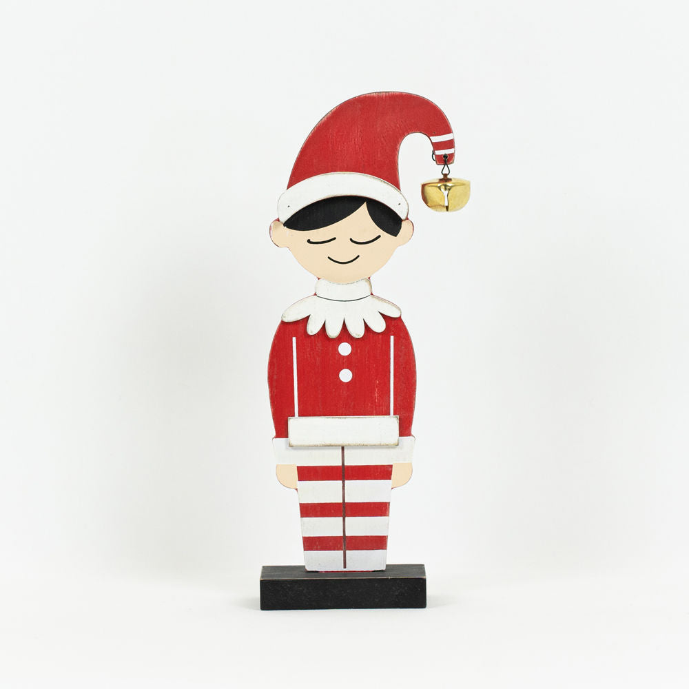 10" Wood Cutout on Stand - Elf Boy | Multicolor | Merry and Bright