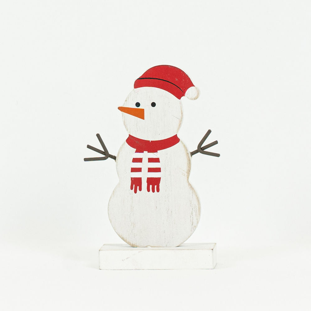 5" Wood Cutout on Stand - Snow Woman | Multicolor