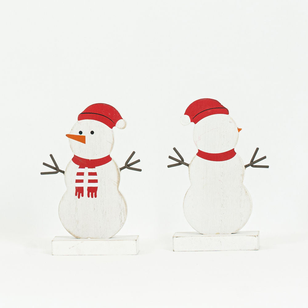 3.5" X 4.5" X 1"  Wood Cutout On Stand (Snow Woman) Multicolor