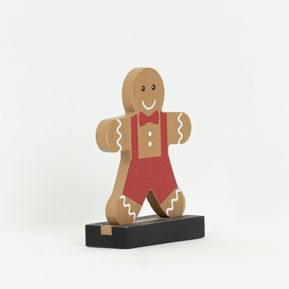 5" Wood Cutout on Base - Gingerbread Boy | Multicolor