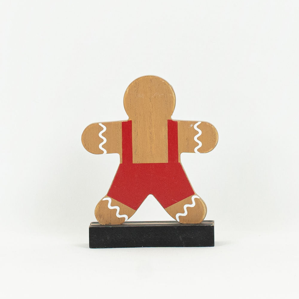 5" Wood Cutout on Base - Gingerbread Boy | Multicolor