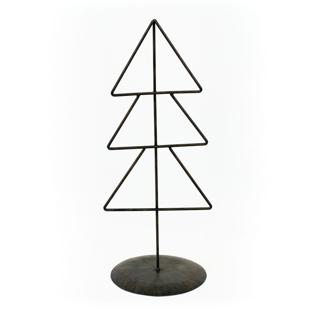 18" Metal Christmas Tree on Stand - Triangle | Black | Believe In Kindness Collection