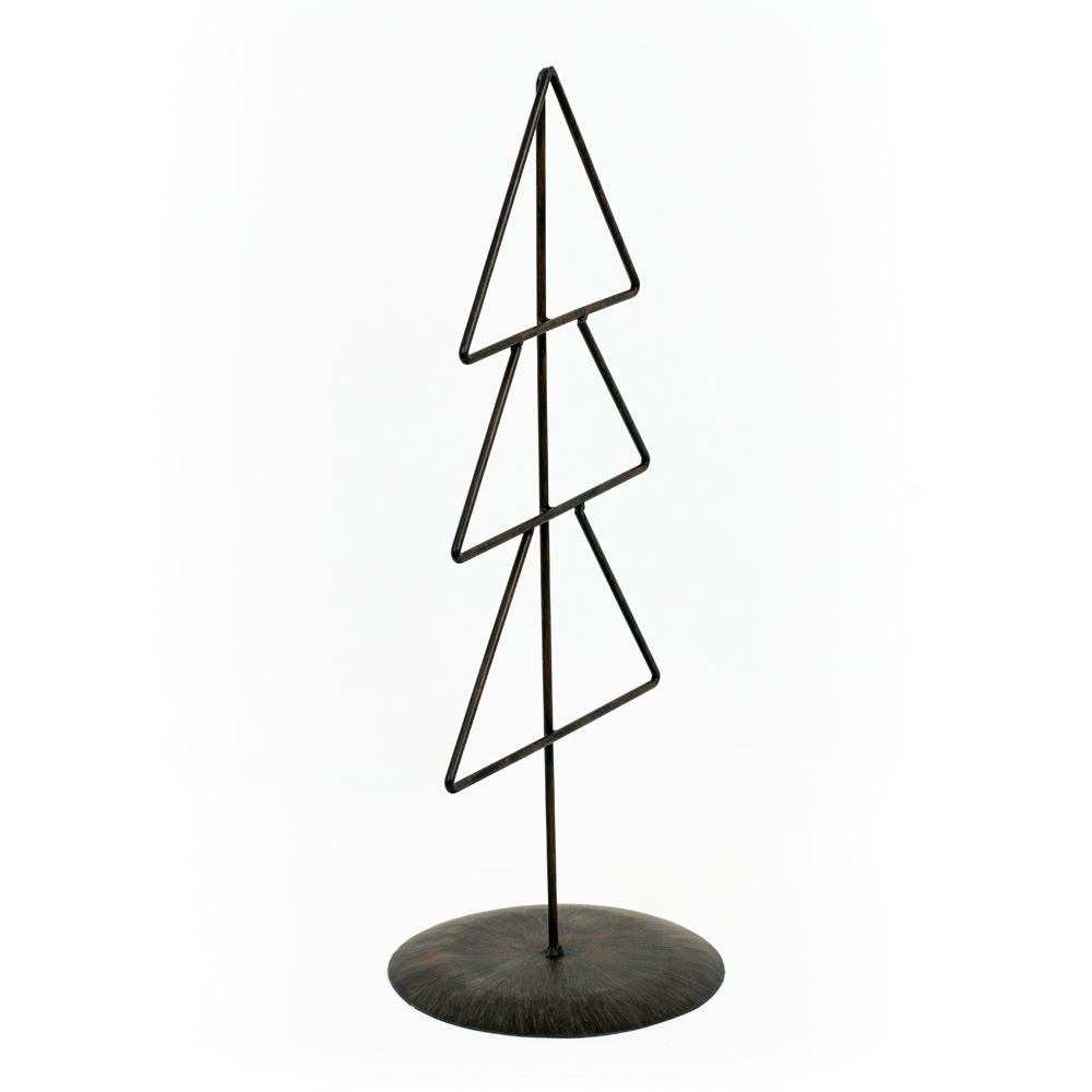 18" Metal Christmas Tree on Stand - Triangle | Black | Believe In Kindness Collection
