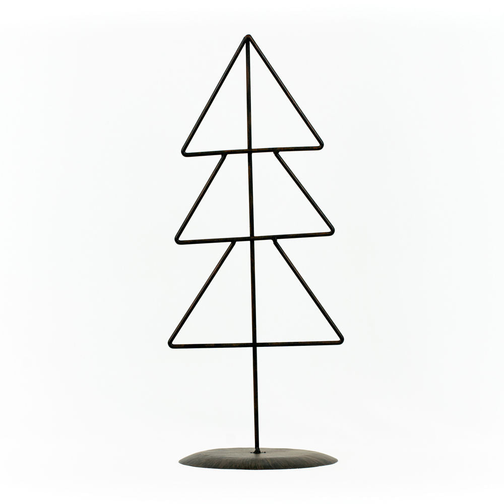 8" X 18" Metal Christmas Tree On Stand (Triangle) Black