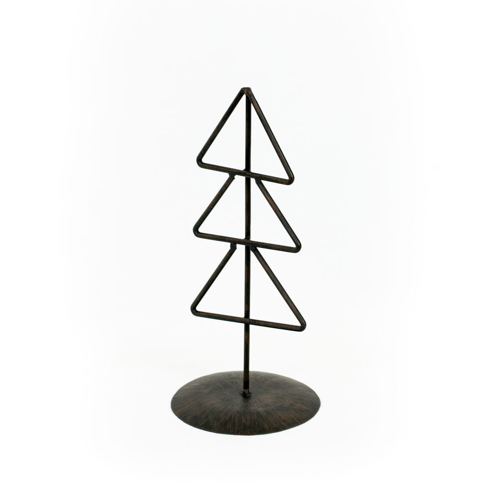 10" Metal Christmas Tree on Stand - Triangle | Black