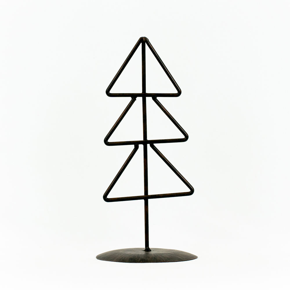 4.5" X 10" Metal Christmas Tree On Stand (Triangle) Black