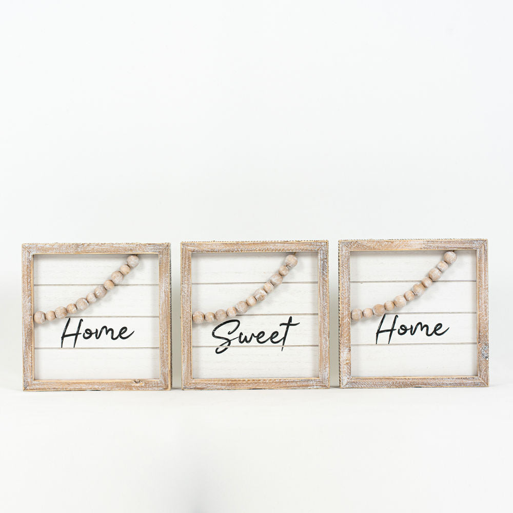 8" Reversible Wood Frame Beaded Shiplap Sign Set - Merry/Home | Cottage Christmas Collection (Set of 3)