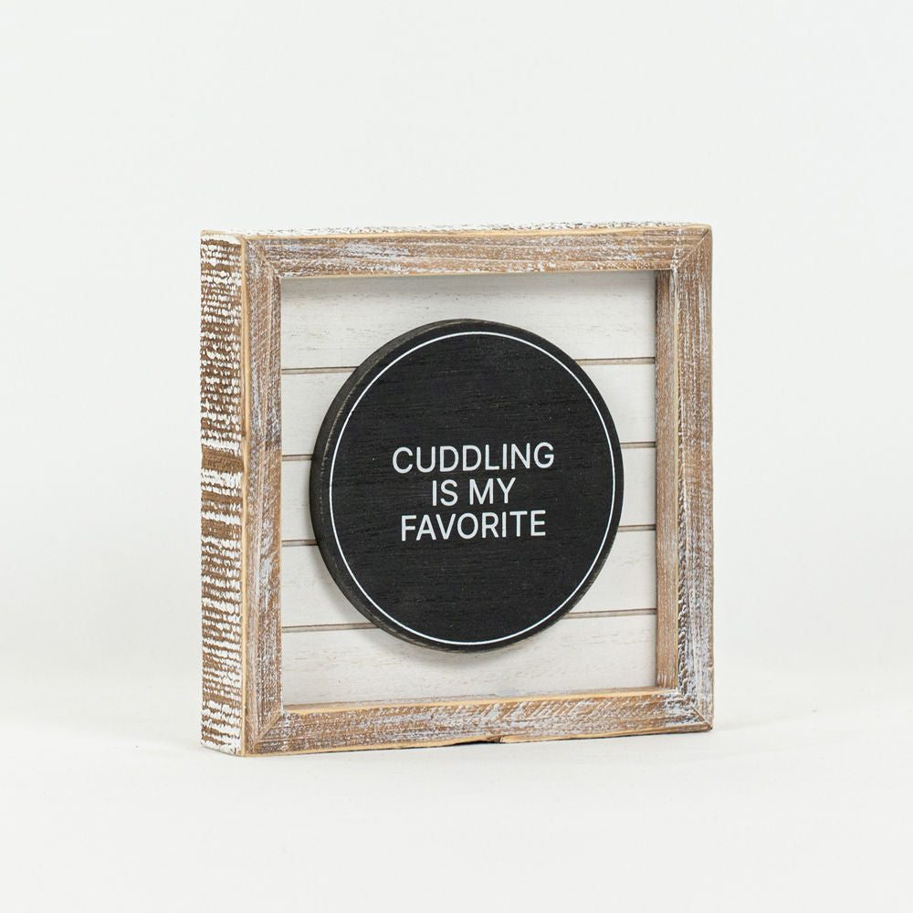 6" Reversible Wood Framed Shiplap Sign - Christmas and Cuddling | White and Black