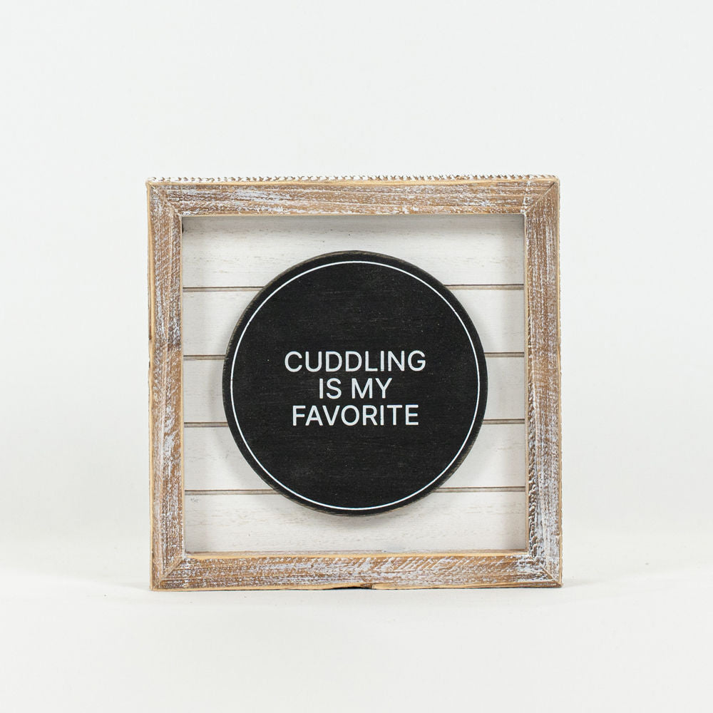 6" Reversible Wood Framed Shiplap Sign - Christmas and Cuddling | White and Black