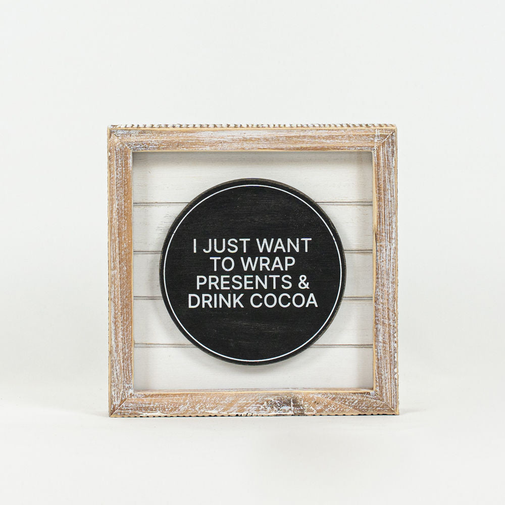 6" Reversible Wood Framed Shiplap Sign - Hope and Cocoa | White and Black