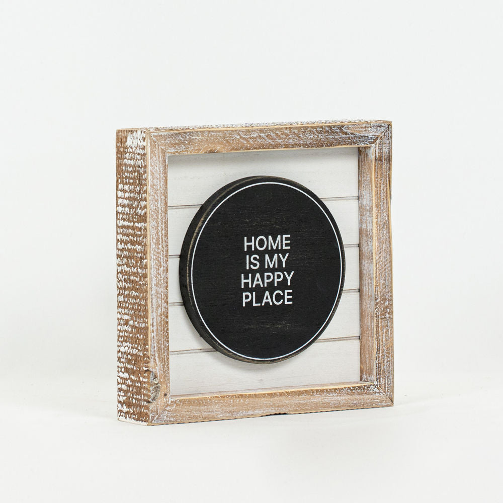 6" Reversible Wood Framed Shiplap Sign - Hope and Cocoa | White and Black