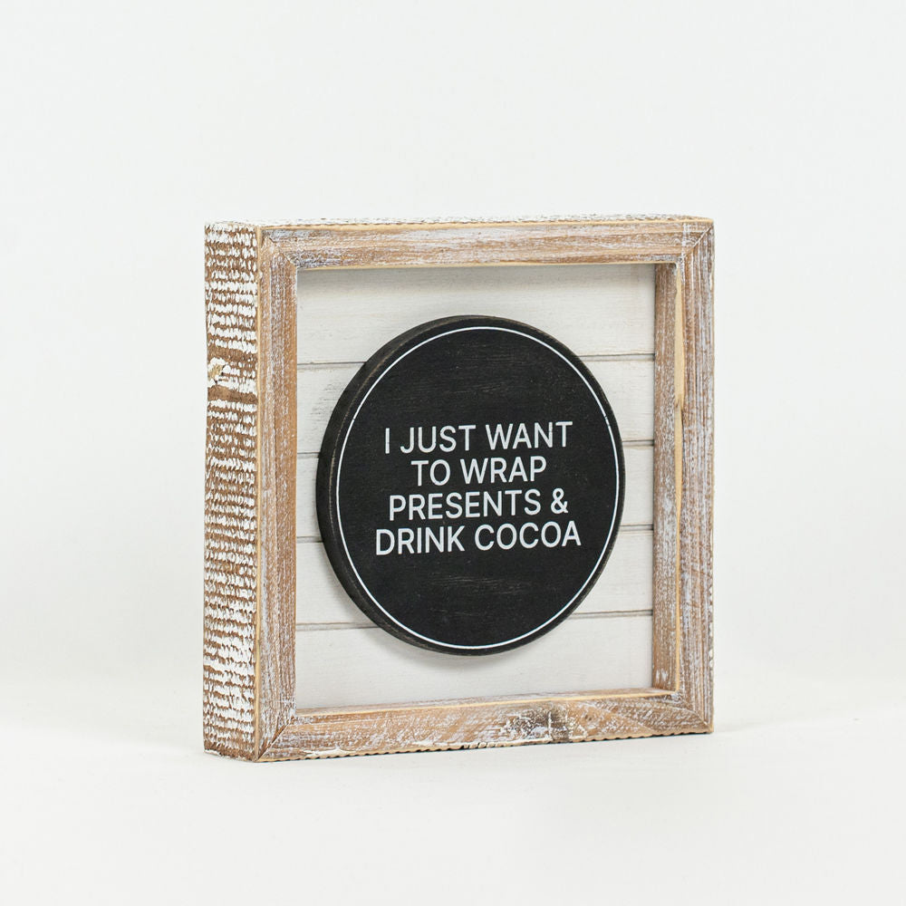 6" Reversible Wood Framed Shiplap Sign - Hope and Cocoa | White and Black