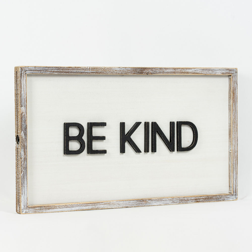 14" x 25" Wood Frame Sign Set - Pine Tree/Be Kind | White (Set of 2)