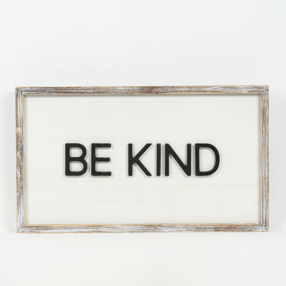 14" x 25" Wood Frame Sign Set - Pine Tree/Be Kind | White (Set of 2)