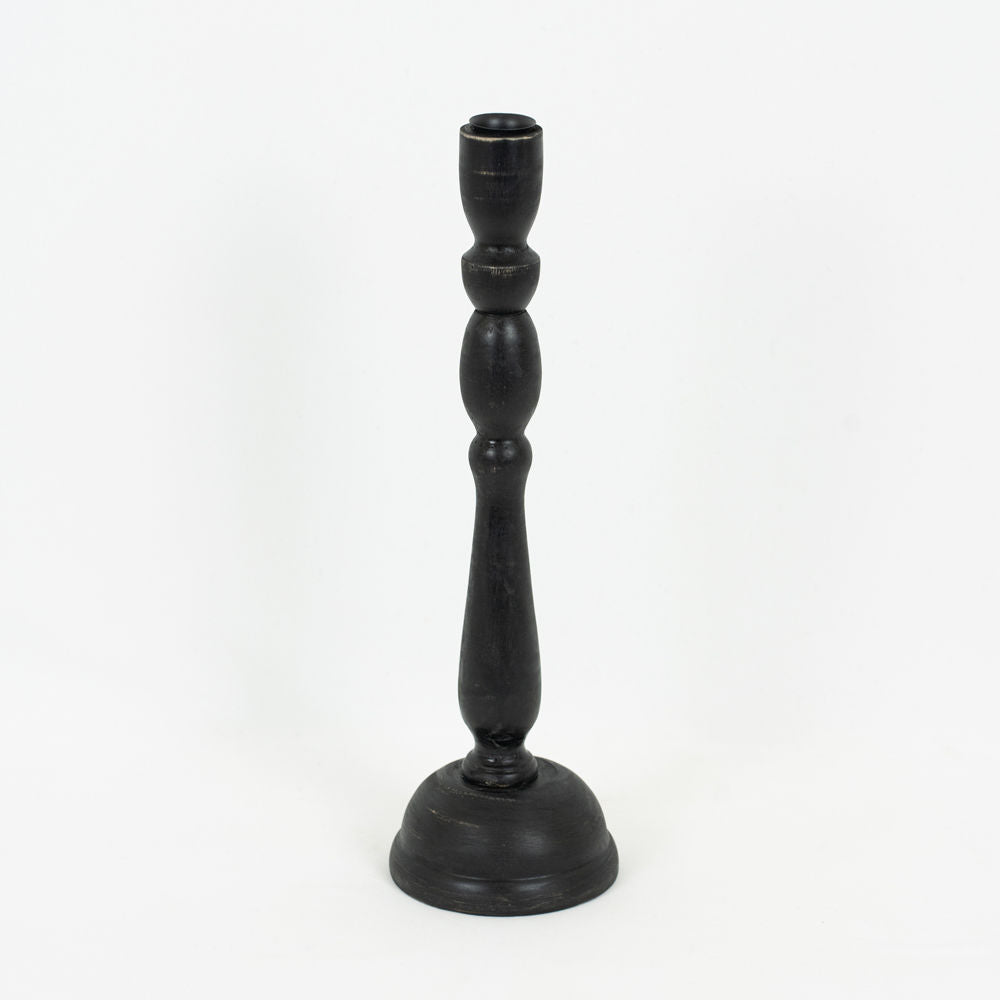 4.5" X 14.5" X 4.5" Wood Candle Holder, Black
