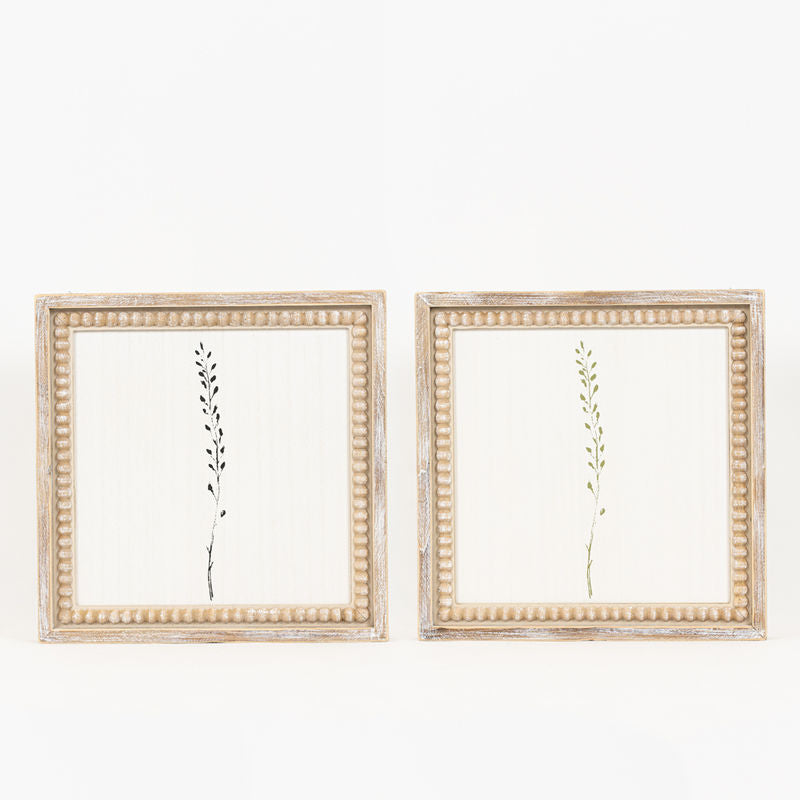 14" X 14" X 1.5" Reversible Wood Framed Sign (Herb) White/Black/Sage/Natural