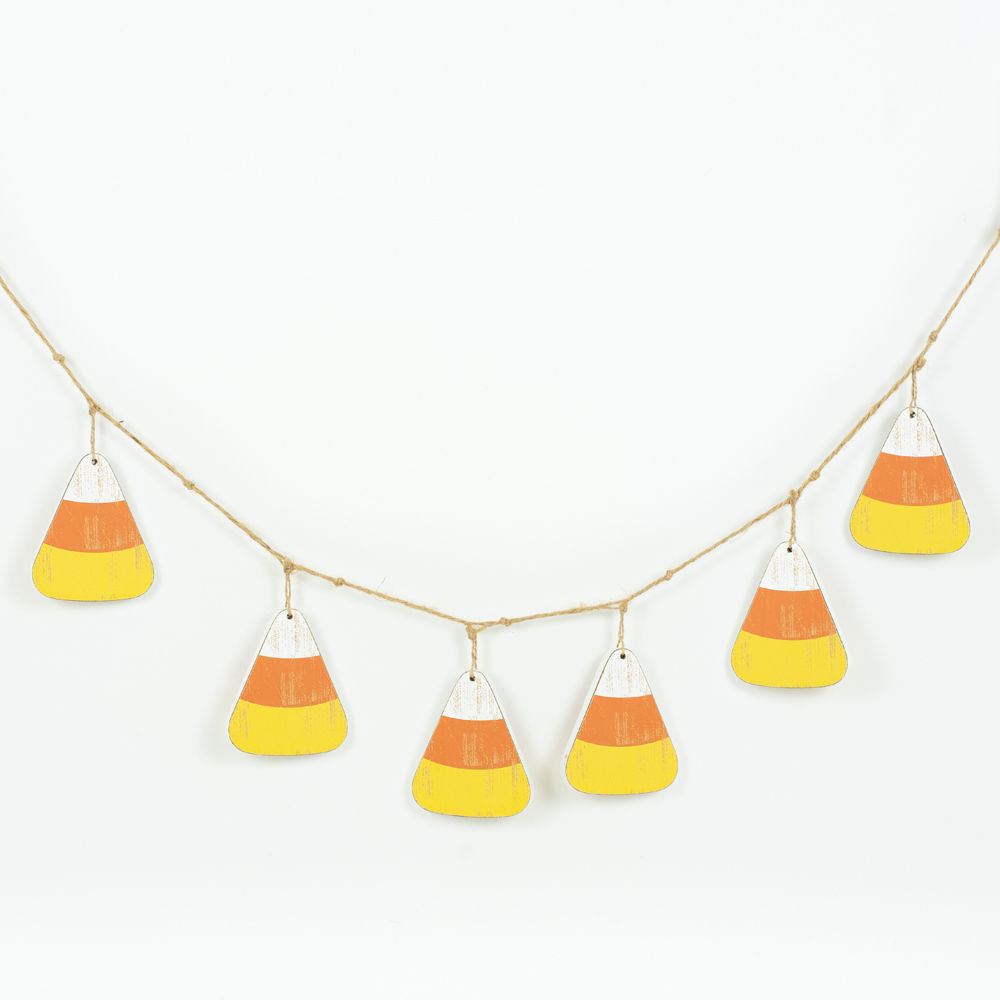 45.75" X 6.5" X .5" Wood Swag (Candy Corn) Yellow/Orange/White