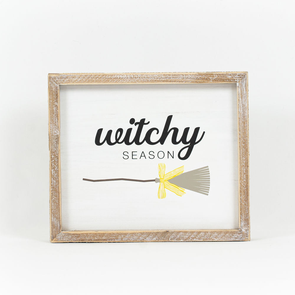 10" x 8" Reversible Wood Framed Sign - Witchy Season and Pumpkin Season | Multicolor