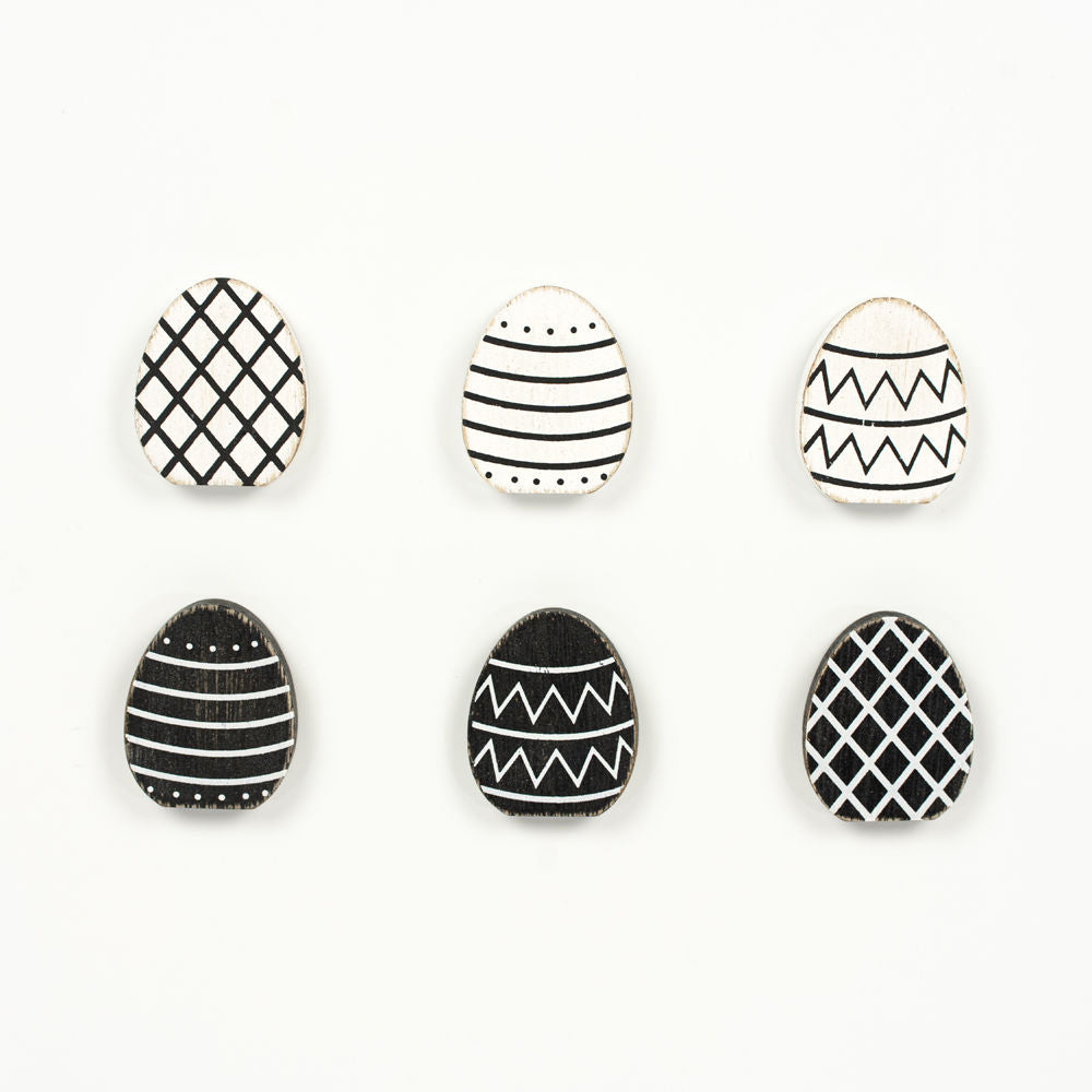 Letterboard Wood Shape Icons - Black & White Eggs (Set of 6)