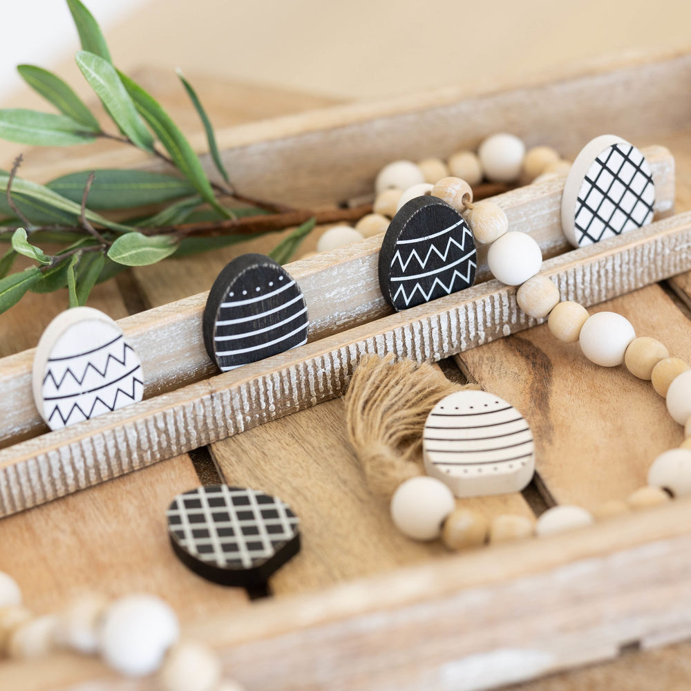Letterboard Wood Shape Icons - Black & White Eggs (Set of 6)