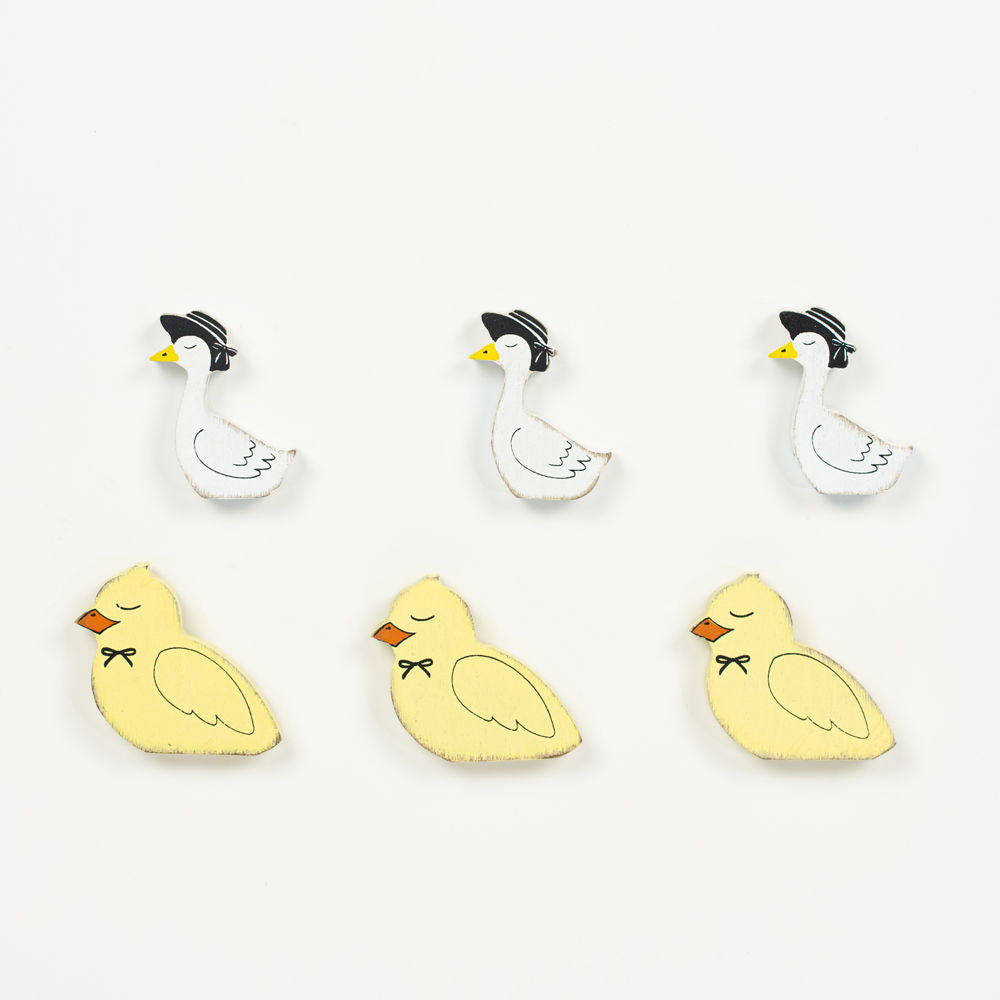 1.5" X 1.75", 2" X 1.75" X .25" Wood Shapes Set of 6 (Ducks/Chicks) Multicolor