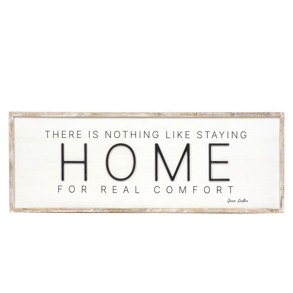 47" x 17" Reversible Wood Framed Sign - Believe and Home Comfort | White and Black