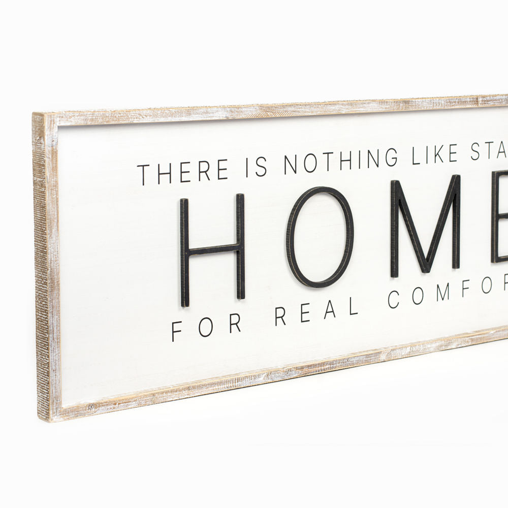 47" x 17" Reversible Wood Framed Sign - Believe and Home Comfort | White and Black