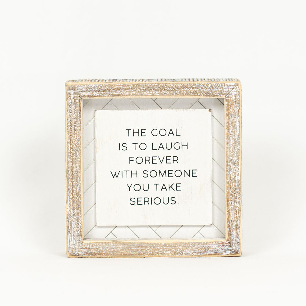 6" Reversible Wood Frame Sign - Choose and Laugh | White and Black