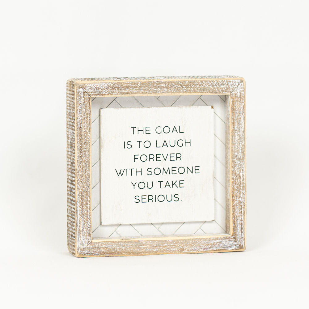 6" Reversible Wood Frame Sign - Choose and Laugh | White and Black