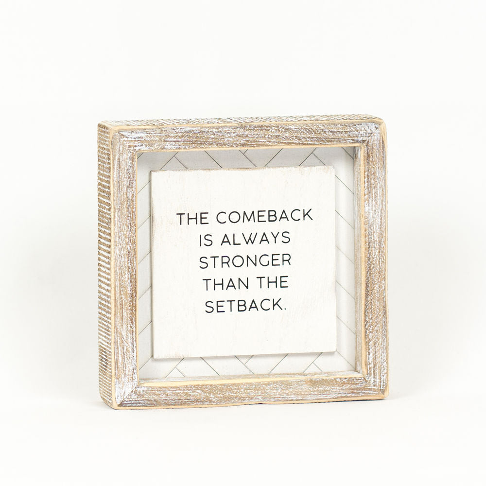 6" Reversible Wood Frame Sign - Good/Comeback | White and Black