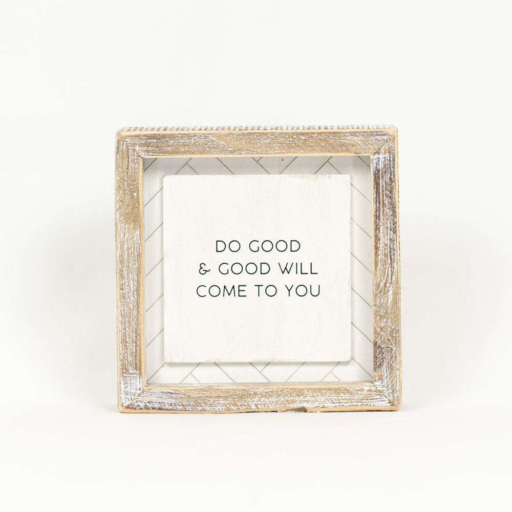 6" Reversible Wood Frame Sign - Good/Comeback | White and Black