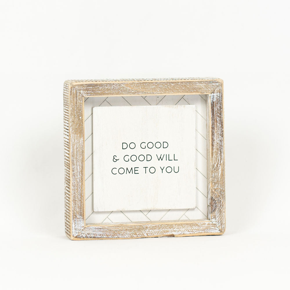 6" Reversible Wood Frame Sign - Good/Comeback | White and Black